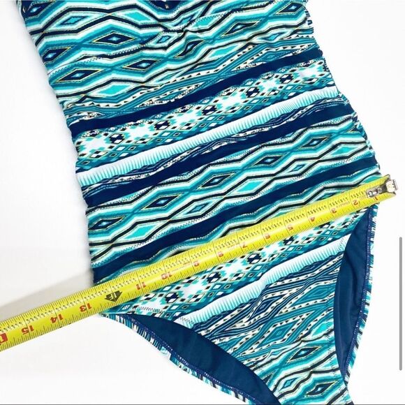 Jessica Simpson One-piece Swimsuit Teal and Navy with Gold Studs - Picture 9 of 16